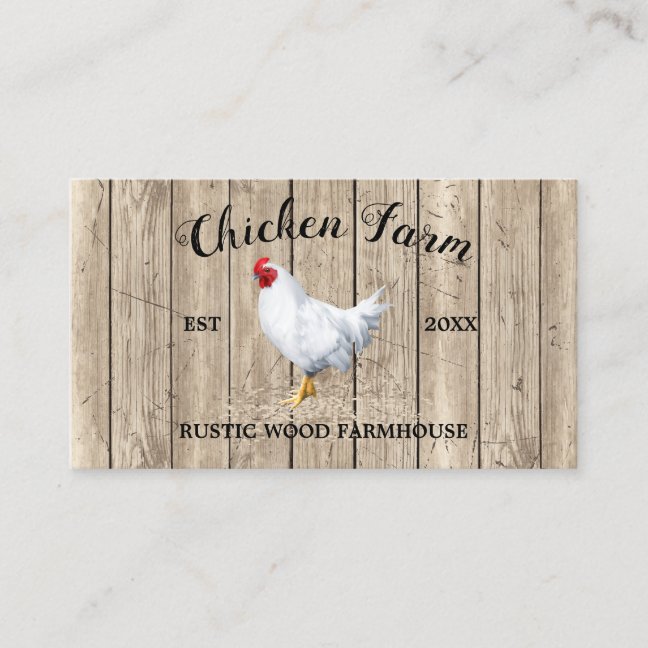 Chicken Farmhouse Wood Rustic Business Card