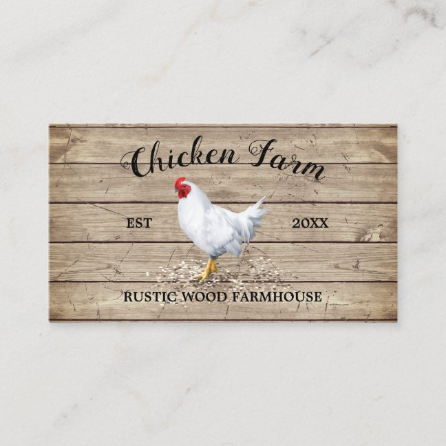 Chicken Farmhouse Wood Rustic Egg Hen retro Business Card