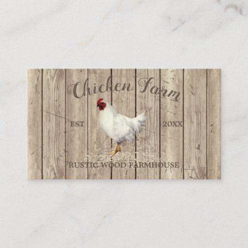 Chicken Farmhouse Wood Rustic Organic Egg Farming Business Card