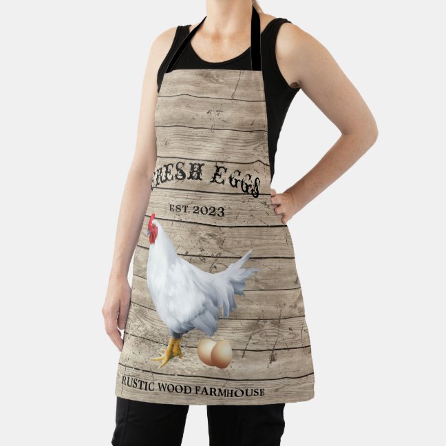 Chicken Farmhouse Wood texture Rustic eggs Apron