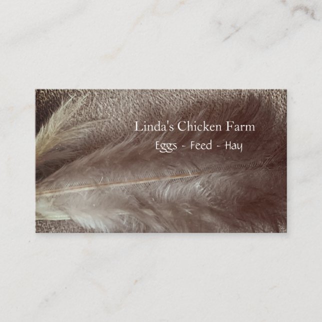 Chicken Feather, Sepia, Grunge, Business Cards (Front)