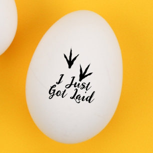 Chicken feet "i just got laid" Egg Rubber Stamp
