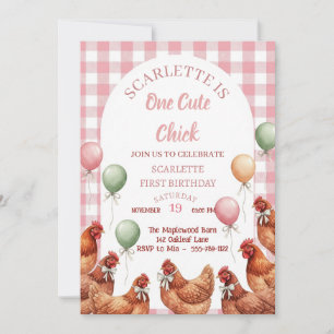 Chicken First Birthday Invitation
