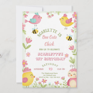 Chicken First Birthday Invitation