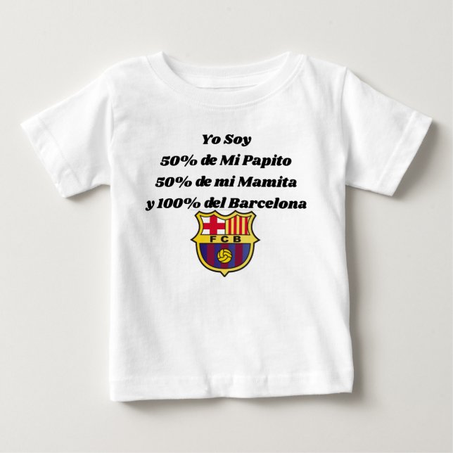 Chicken for babies and children with Barcelona fan Baby T-Shirt (Front)