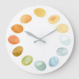 Chicken Fresh Eggs Watercolor Large Clock