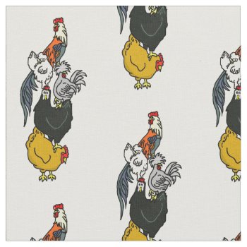 Chicken Friends Fabric by PugWiggles at Zazzle