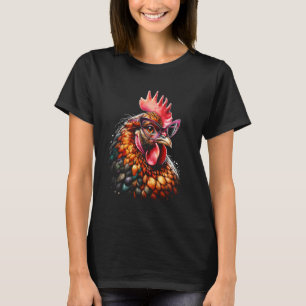 Chicken Funny Eyeglasses Cute Graphic Women Chicke T-Shirt