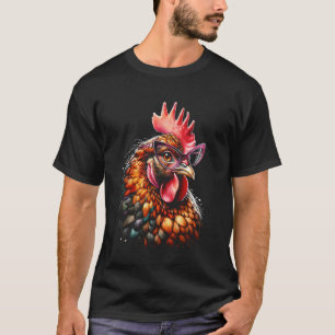 Chicken Funny Eyeglasses Cute Graphic Women Chicke T-Shirt