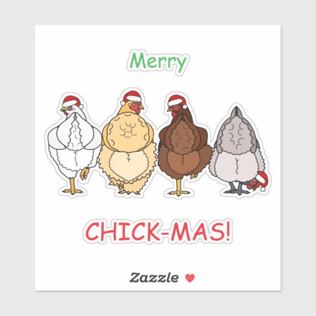chicken funny X'mas sticker (Sheet)