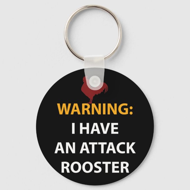 Chicken Gag Gift Funny Attack Rooster Shirt Keychain (Front)