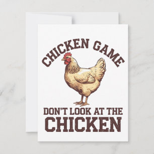 Chicken game don't look at the chicken note card