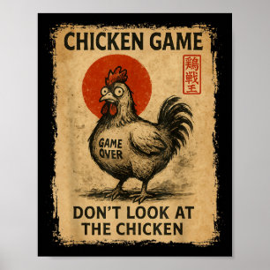 Chicken Game Funny Japanese Boys Girls Womens Mens Poster