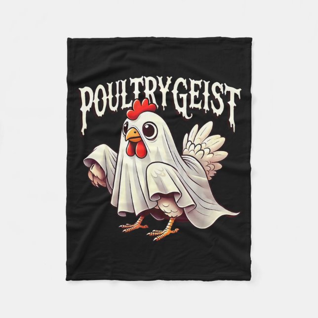 Chicken Ghost Ultrygeist Funny Halloween Farmer  Fleece Blanket (Front)