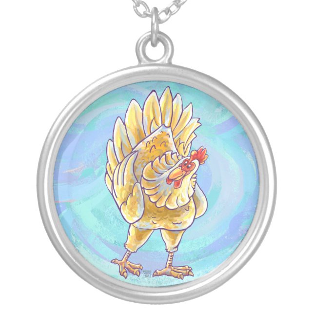 Chicken Gifts & Accessories Silver Plated Necklace (Front)