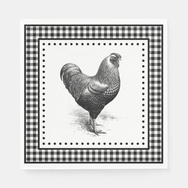 Chicken Gingham Napkins (Front)