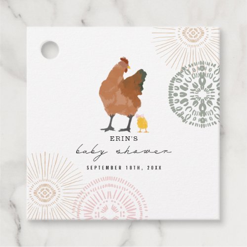 Chicken Girl Baby Shower Chick Favor Tags