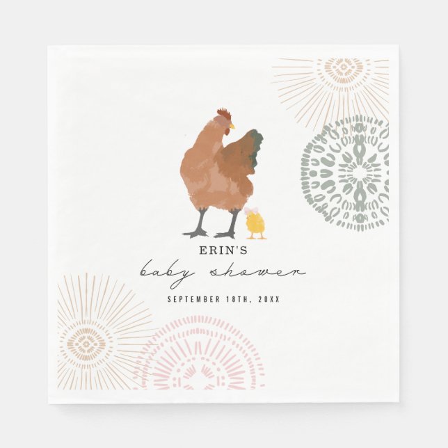Chicken Girl Baby Shower Chick Napkins (Front)