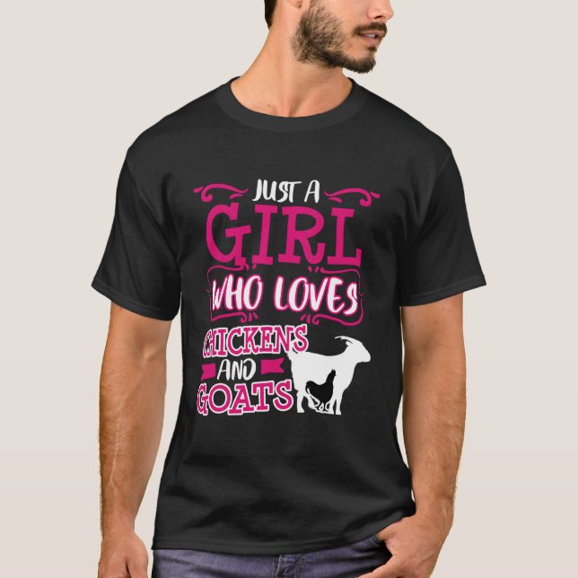 Chicken Goat Mom Just A Girl Funny Farmer Christma T-Shirt (Front)