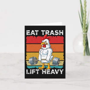 Chicken Gym Weight Training Eat Trash Lift Heavy Card