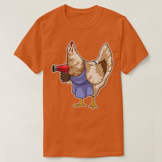 Chicken Hairdresser Hair Dryer  T-Shirt (Design Front)