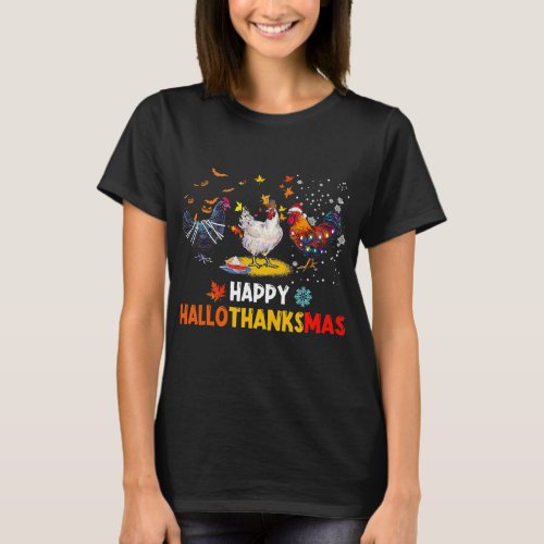 Chicken Halloween Happy HalloThanksMas Autumn T_Shirt