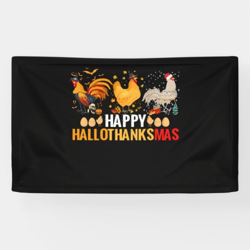 Chicken Halloween Happy HalloThanksMas Autumn Than Banner