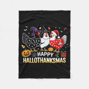 Chicken Halloween Thanksgiving Funny Happy Halloth Fleece Blanket
