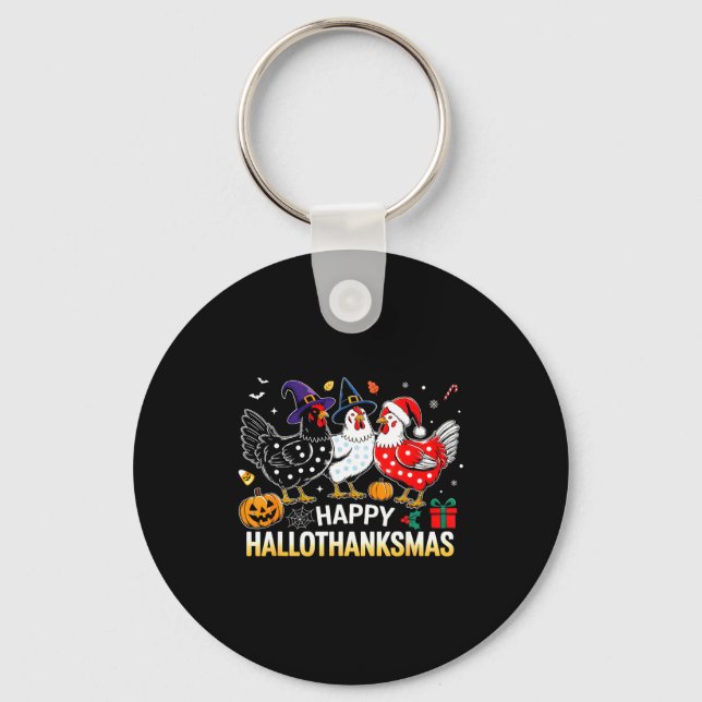 Chicken Halloween Thanksgiving Funny Happy Halloth Keychain (Front)