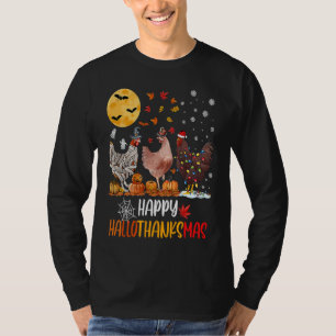 Chicken Happy HalloThanksMas  Halloween Thanksgivi T-Shirt