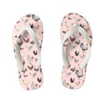 Chicken Happy in Pink Kid's Flip Flops Chicken Happy in Pink Kid's Flip Flops