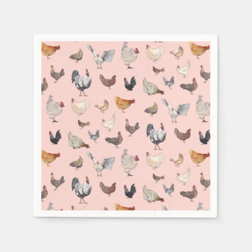 Chicken Happy Paper  Party Plates Napkins