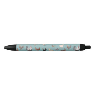 Chicken Happy pattern Blue Grey Pen