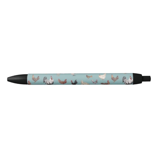 Chicken Happy pattern Blue Grey Pen (Front)