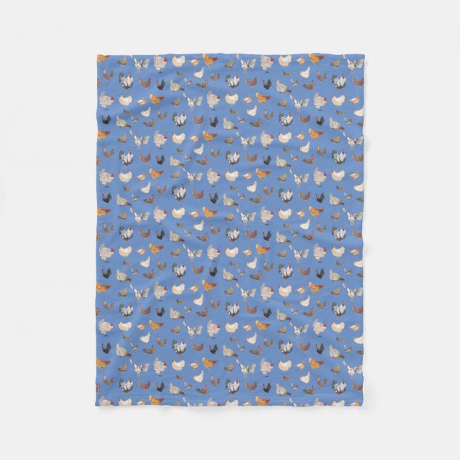 Chicken Happy pattern Fleece Blanket (Front)