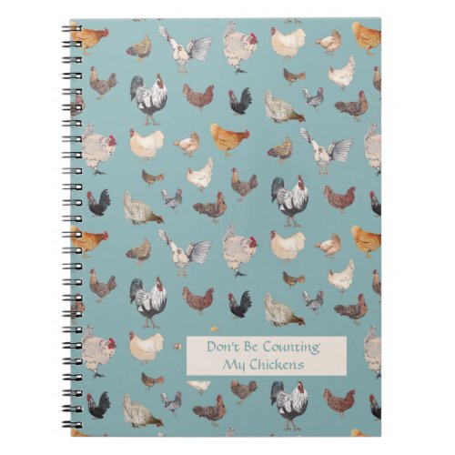 Chicken Happy pattern green_grey Notebook