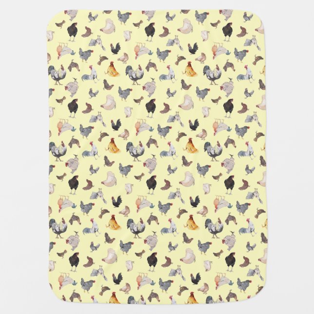 Chicken Happy pattern - non-directional print Baby Blanket (Front)