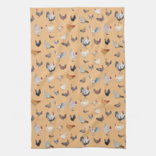 Chicken Happy pattern on peach Kitchen Towel