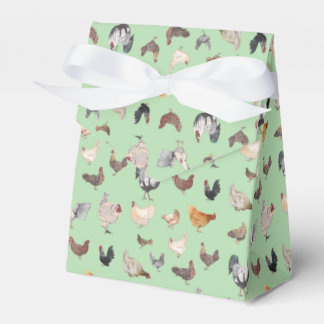 Chicken Happy Pattern on soft green Favor Boxes