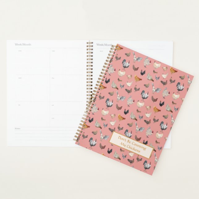 Chicken Happy pattern Rose Pink Planner (Display)
