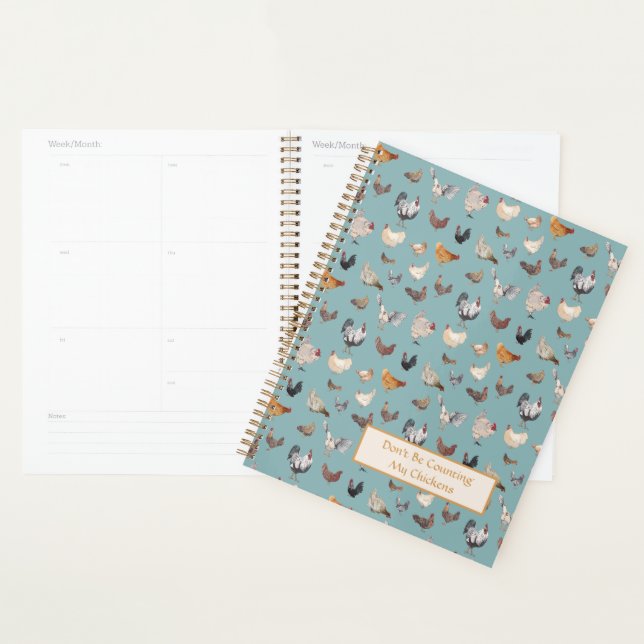 Chicken Happy pattern Slate Grey Planner (Display)