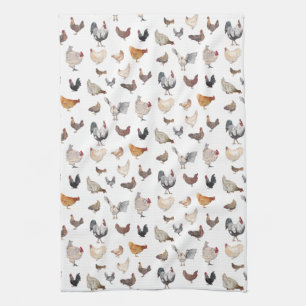 Chicken Happy pattern white Kitchen Towel