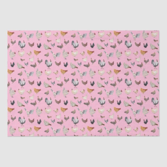 Chicken Happy pattern Wrapping Paper Sheets (Front)