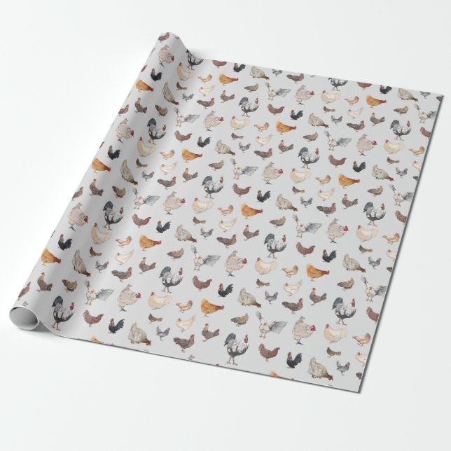 Chicken Happy Wrapping Paper (Unrolled)