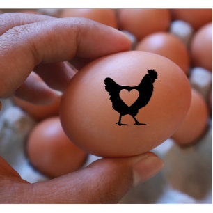 Chicken Heart Black And White Modern Illustration Rubber Stamp