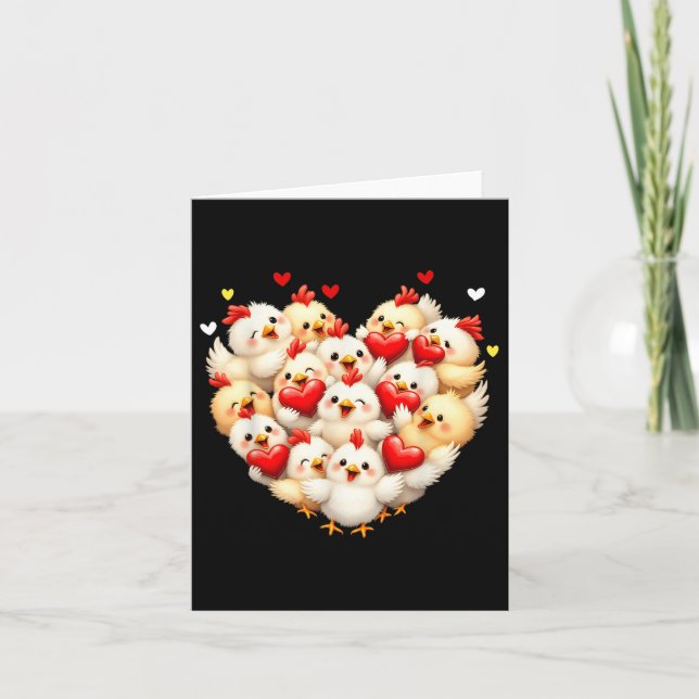 Chicken Heart Love Valentine Cute Animal Valentine Card (Front)