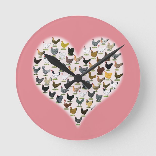 Chicken Heart Round Clock (Front)