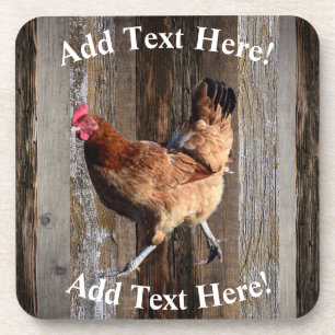 Chicken Hen Barn Board Vintage Wood Rustic Wood Beverage Coaster