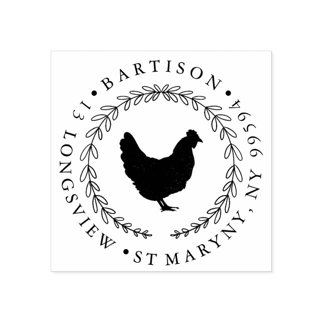 Chicken hen business  ADDRESS Rubber Stamp (Imprint)