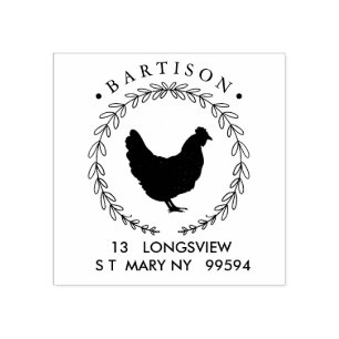 Chicken hen eggs business ADDRESS Rubber Stamp